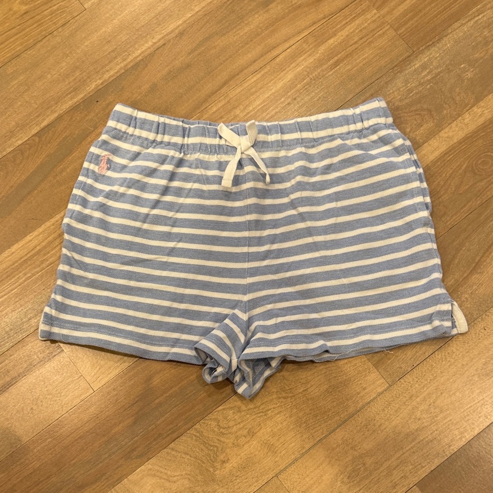 Polo by Ralph Lauren Light Blue and White Striped Knit Shorts